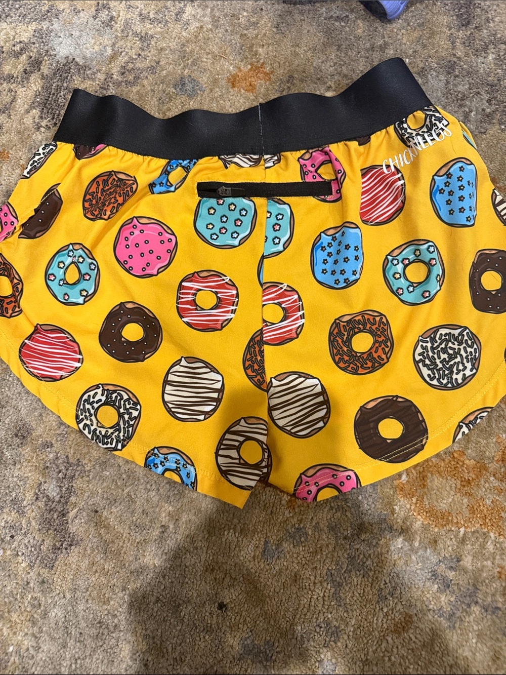 Chicknlegs Yellow Donut Print Running Shorts - Picture 2 of 2